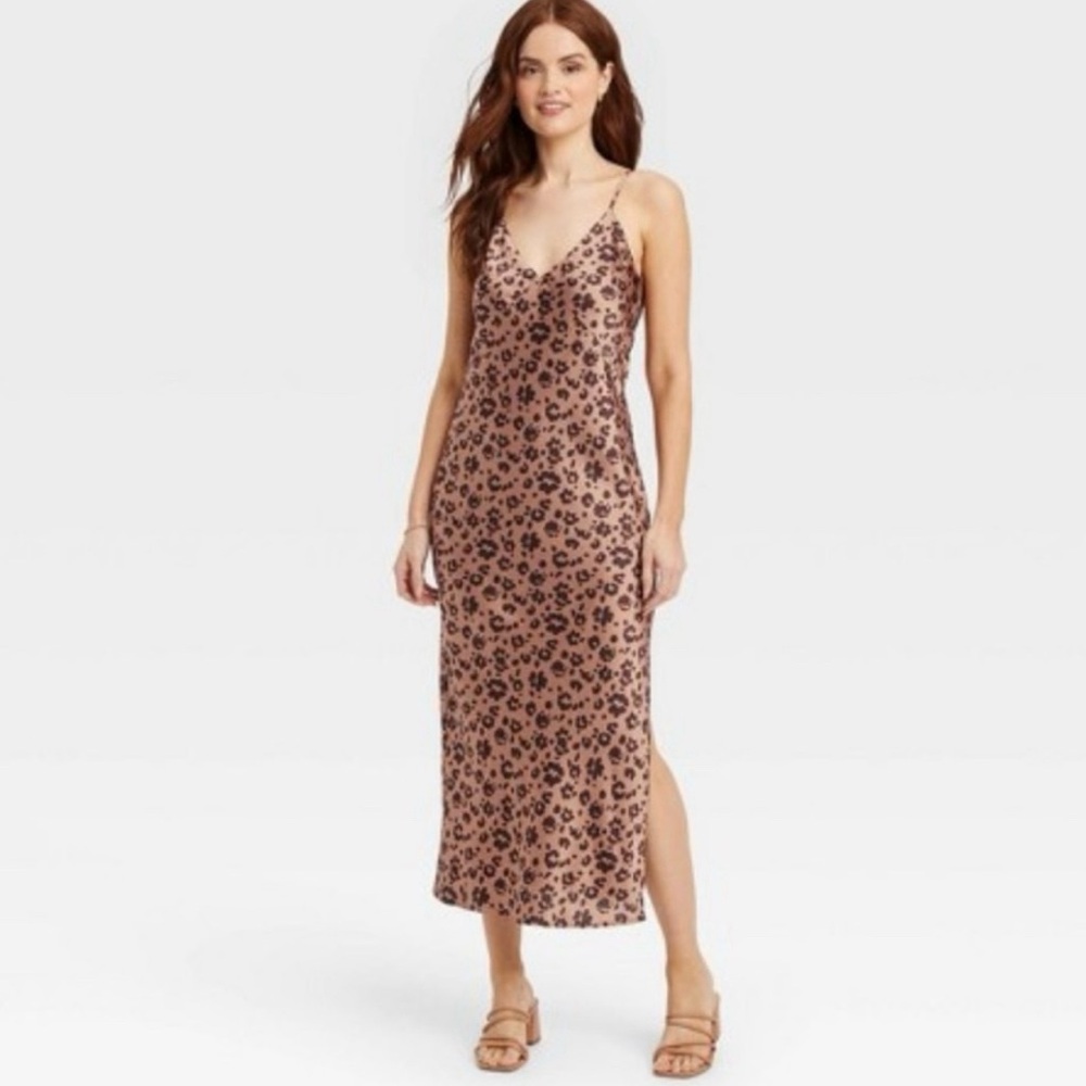 Cheetah Slip Dress Midi